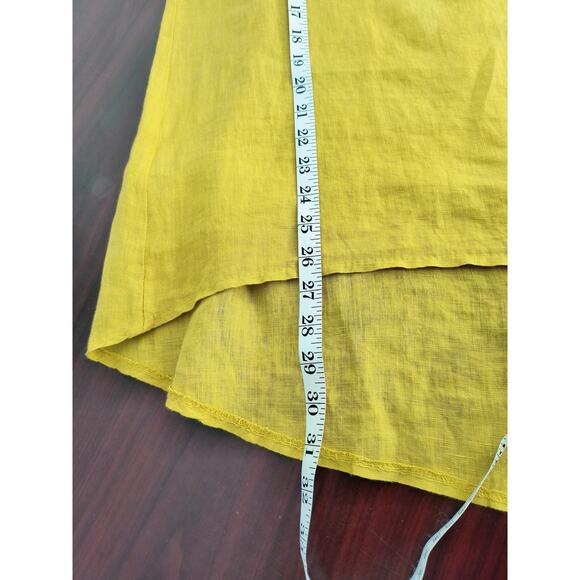 Terzo Millennio 100% Linen Tunic Top Women's Size M Yellow Short Sleeve Italy - Picture 7 of 15
